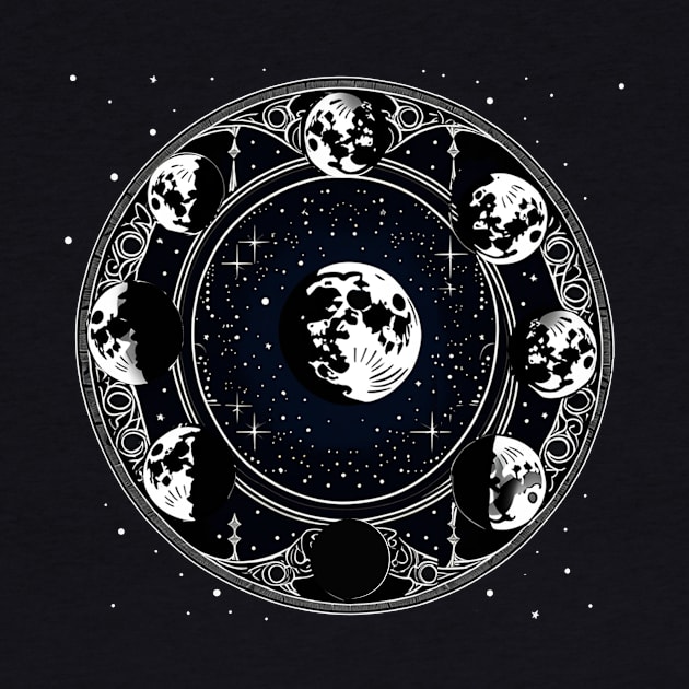 Moon phases black celestial night sky by Edgi